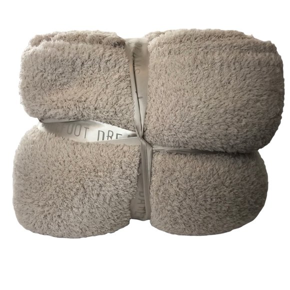 Barefoot Dreams Cozy Blanket with Heathered Stripe Light Tan Beige New NWT - Picture 6 of 9